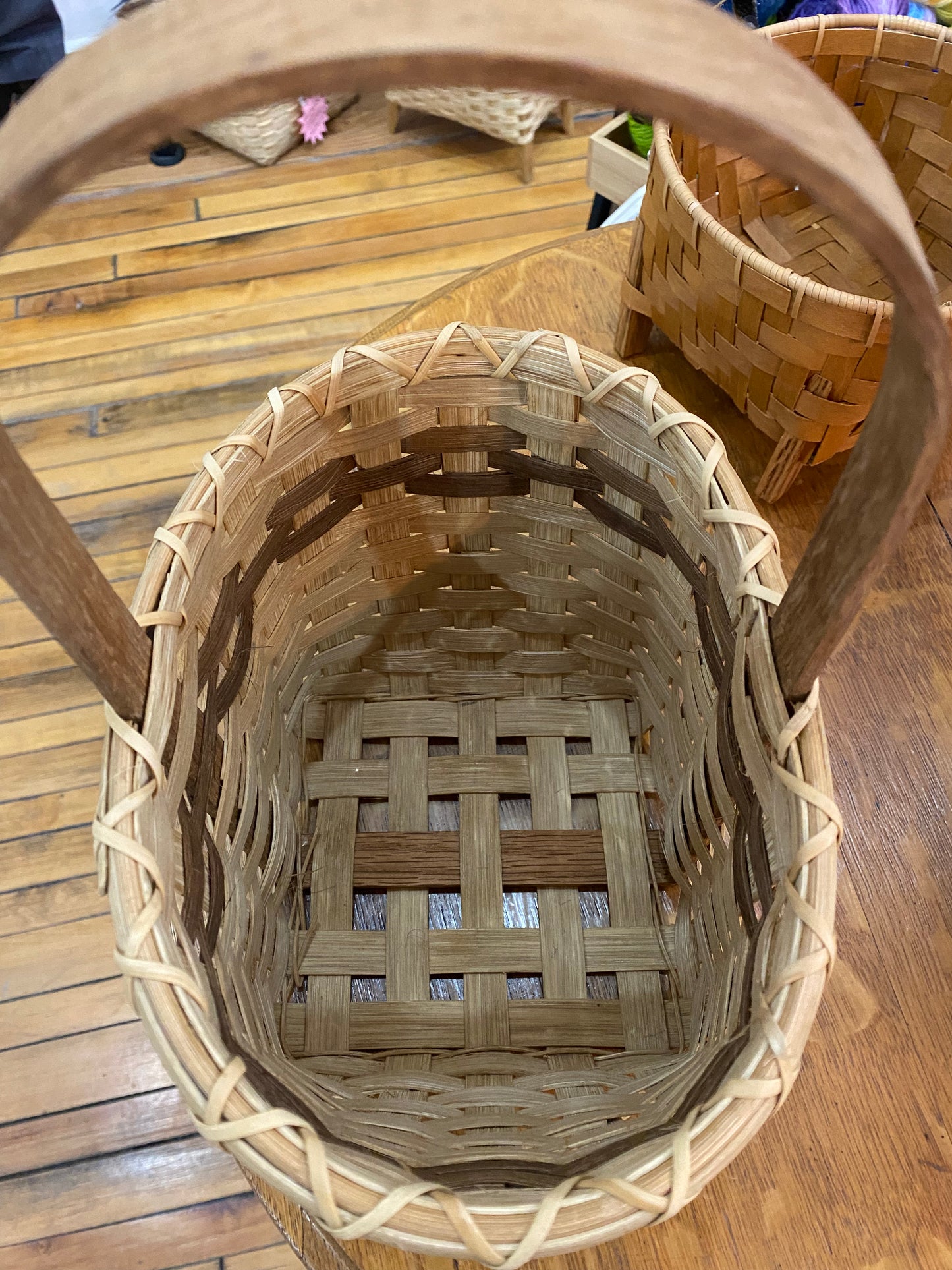Basket Making Class - Wine Basket with Wooden Handle - May 18, 2024