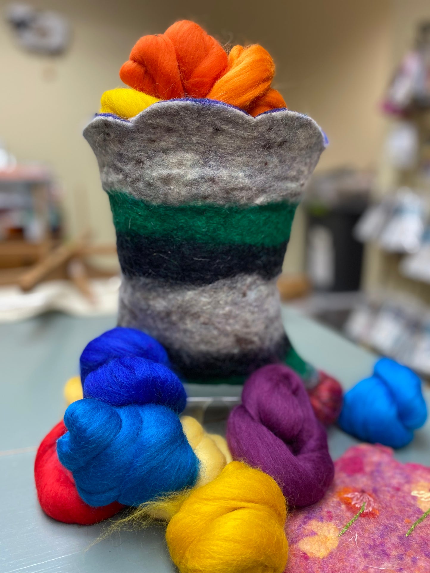 Workshop: Wet Felting a 2-sided Wool Project Bag with Carissa Schlesinger