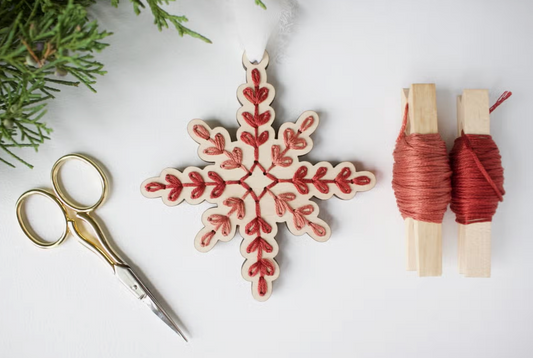 Wooden Holiday Embroidery Ornament Kits