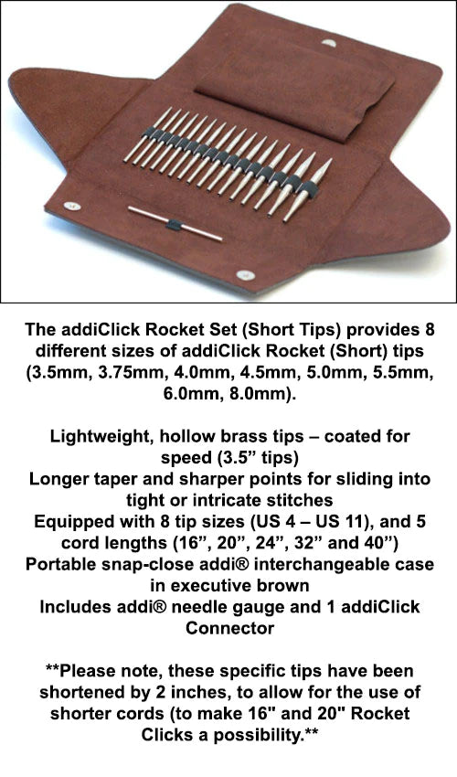 addiClick - Rocket Short Tip Interchangeable Knitting Needle Set