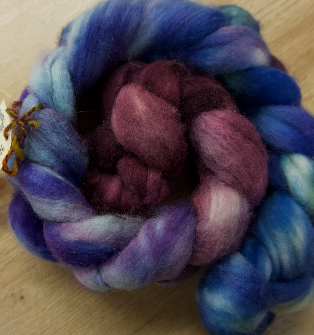 Hand Dyed Roving - 100% Wool - 4oz braid (NY)